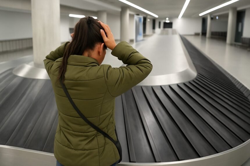 Woman with lost luggage - Απώλεια αποσκευών στο αεροδρόμιο: οδηγός αποζημίωσης και άμεσων ενεργειών