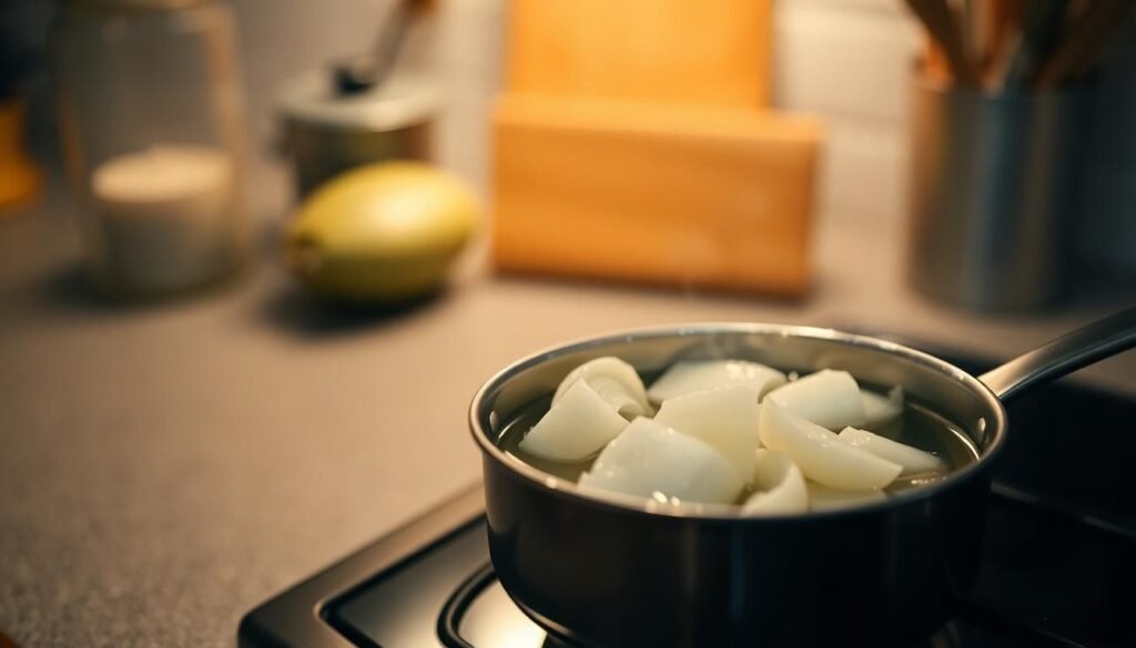 boiled onion pieces small pot steam - Φροντίδα ορχιδέων: φυσικές μέθοδοι για καλύτερη ανθοφορία