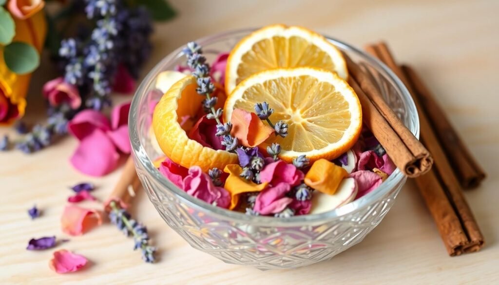 decorative glass bowl dried petals - Δημιουργήστε μόνοι σας αρωματικά χώρου με υλικά από τον κήπο