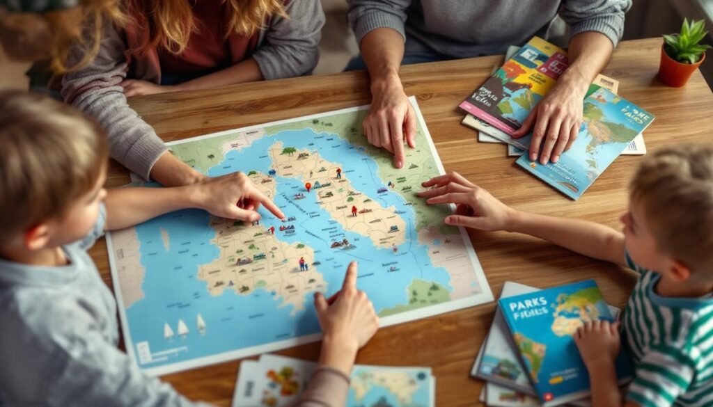 family planning trip map table - Έξυπνα tips για ταξίδια με παιδιά: Πώς να κρατήσετε την τάξη και την ηρεμία στην οικογένεια