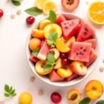 fresh seasonal fruits bowl vitamin icons - Αυτό το φρούτο προστατεύει την καρδιά και ρίχνει τη χοληστερίνη
