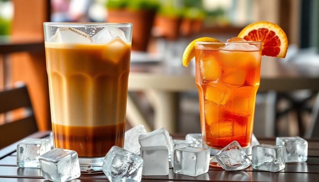 iced coffee cocktail condensation summer terrace - Διατροφή στον Καύσωνα: 6 Κατηγορίες Τροφών που Επιδεινώνουν τη Ζέστη