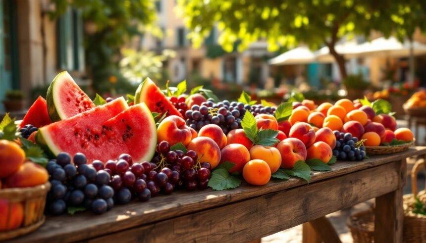 mediterranean summer farmers market fruits - Εποχικά vs Μη Εποχικά Φρούτα: Διατροφική αξία και οφέλη