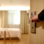 Opening hotel room door