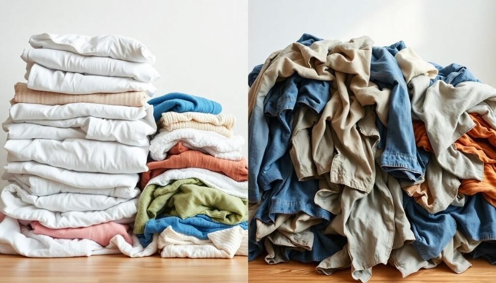 split screen laundry sorted vs mixed - Προστάτεψε τα ρούχα σου: Τα λάθη που πρέπει να αποφεύγεις στο πλυντήριο