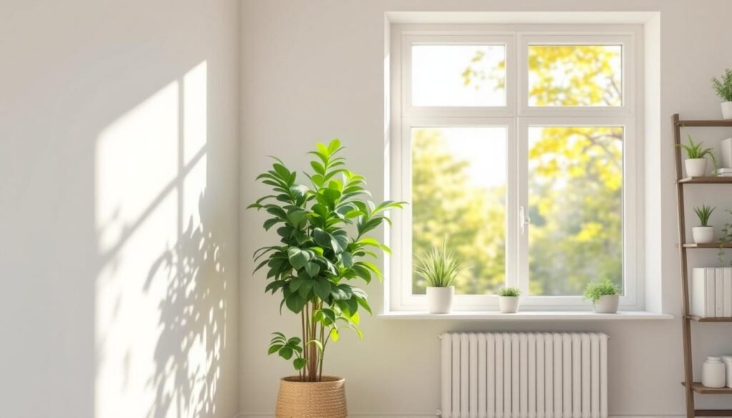 tidy living room bright natural light potted plant - Καθαρισμός παραθύρων: 5 αποτελεσματικές μέθοδοι για αστραφτερά τζάμια