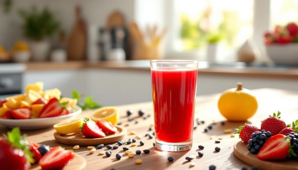 bright kitchen red juice healthy breakfast - Αυτό το φρούτο προστατεύει την καρδιά και ρίχνει τη χοληστερίνη