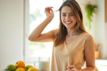 cheerful woman natural hair kitchen window - Άσπρες τρίχες: Αυτό το τρόφιμο καθυστερεί τα λευκά μαλλιά