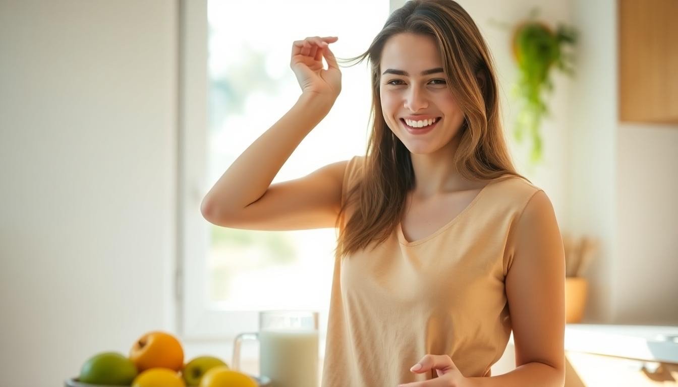 cheerful woman natural hair kitchen window - Άσπρες τρίχες: Αυτό το τρόφιμο καθυστερεί τα λευκά μαλλιά