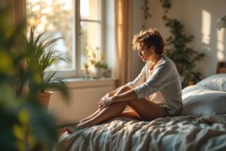 cozy morning bedroom tired person stretching - Αιτίες πρωινής κόπωσης: Επιστημονικές εξηγήσεις και λύσεις για καλύτερο ύπνο