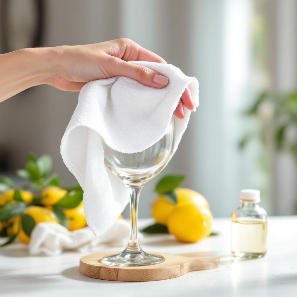 drying glass white towel natural cleaning - Τα πιο συχνά λάθη που θολώνουν τα ποτήρια και πώς να τα αποφύγετε
