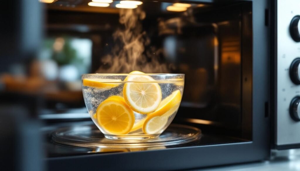 glass bowl lemon slices steaming microwave - Λεμόνι: Πέντε έξυπνες χρήσεις για το καθάρισμα του σπιτιού