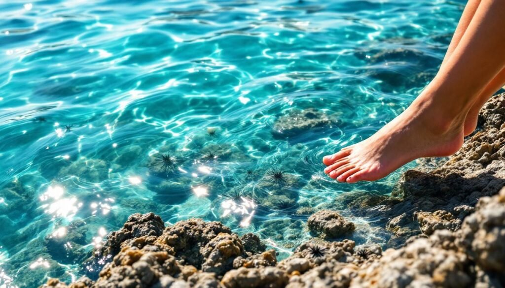 greek beach clear water sea urchins foot - Γιατί το πάτημα αχινού χρειάζεται σωστή φροντίδα - Τι πρέπει να κάνετε