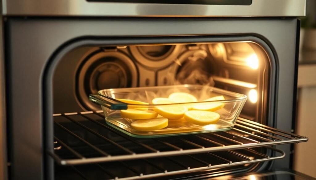 modern oven open lemon slices steam - Φυσικός καθαρισμός φούρνου με λεμόνι: οδηγός βήμα-βήμα
