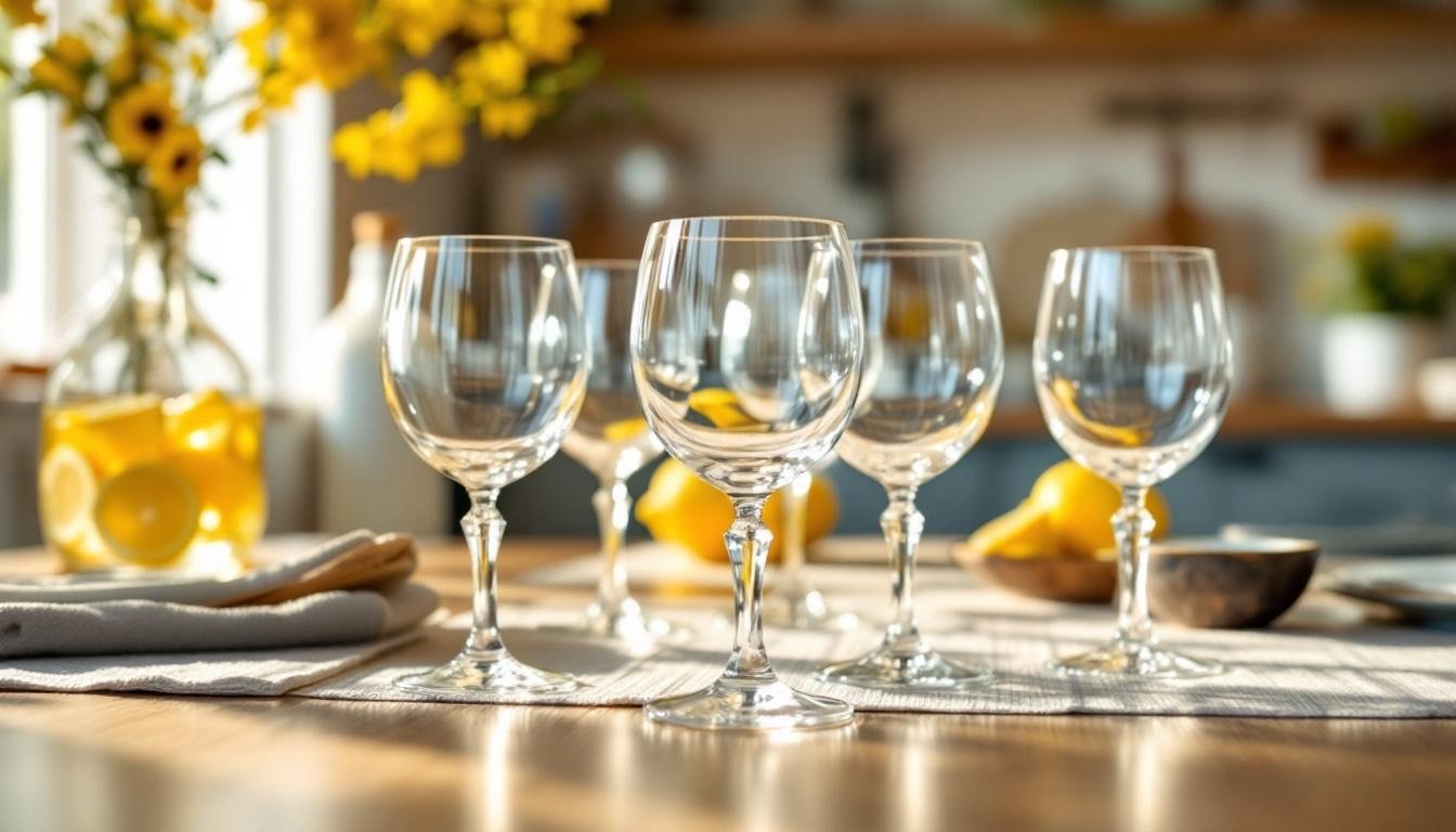 sparkling glasses clean kitchen table - Τα πιο συχνά λάθη που θολώνουν τα ποτήρια και πώς να τα αποφύγετε