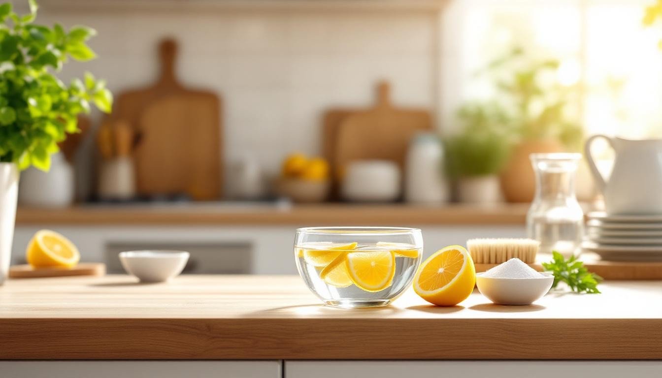 sunlit cozy kitchen lemon countertop - Λεμόνι: Πέντε έξυπνες χρήσεις για το καθάρισμα του σπιτιού