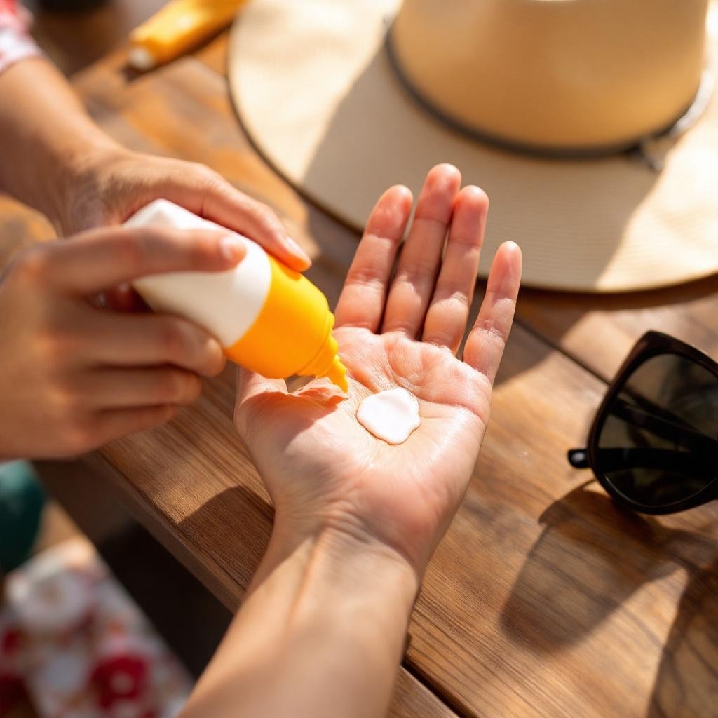 sunscreen application hands sun hat sunglasses - Αντηλιακό: Το λάθος με το αντηλιακό που ακυρώνει την προστασία