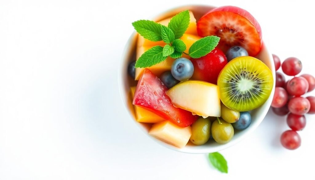 colorful seasonal fruit salad bowl - Δέκα ιδέες για πρωινό με λίγες θερμίδες