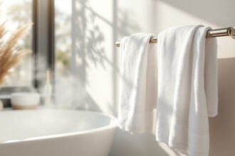 modern scandinavian bathroom towels sunlight - Η νέα έρευνα για την υγιεινή της πετσέτας μπάνιου: Πόσες φορές μπορείς να τη χρησιμοποιείς πριν χρειαστεί πλύσιμο;