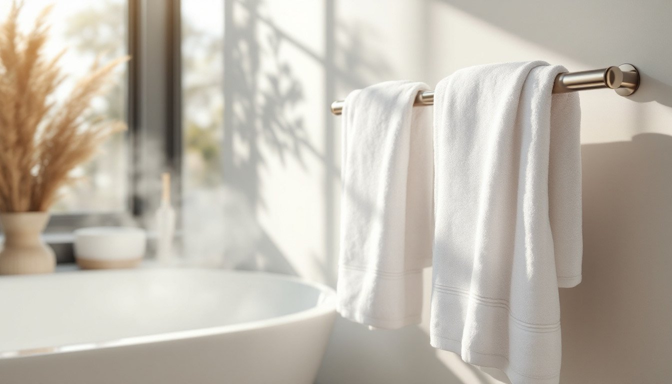 modern scandinavian bathroom towels sunlight - Η νέα έρευνα για την υγιεινή της πετσέτας μπάνιου: Πόσες φορές μπορείς να τη χρησιμοποιείς πριν χρειαστεί πλύσιμο;