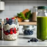 overnight oats berries chia green smoothie prep - Δέκα ιδέες για πρωινό με λίγες θερμίδες