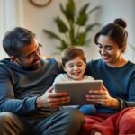parent child playing tablet sofa living room - Διαδίκτυο: Συμβουλές για τη σωστή χρήση του και την ομαλότερη προσαρμογή των παιδιών στη νέα σχολική χρονιά