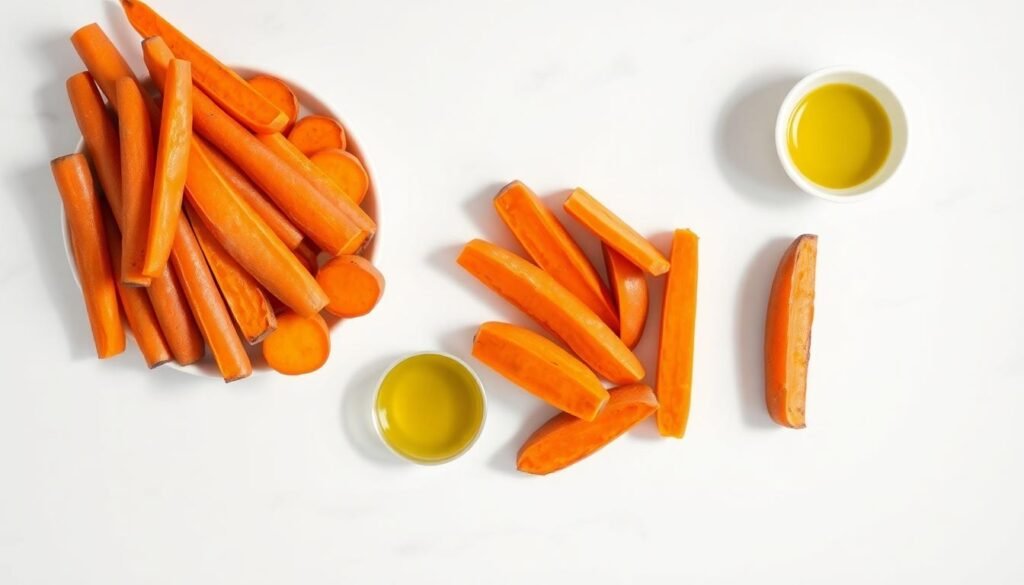 roasted sweet potato carrot flatlay - Αυτές οι πέντε τροφές θα προστατέψουν την όραση σου