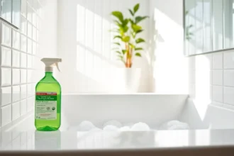 Μια καθαρή μπανιέρα με αστραφτερά πλακάκια