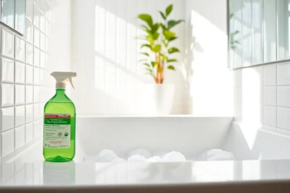 Μια καθαρή μπανιέρα με αστραφτερά πλακάκια