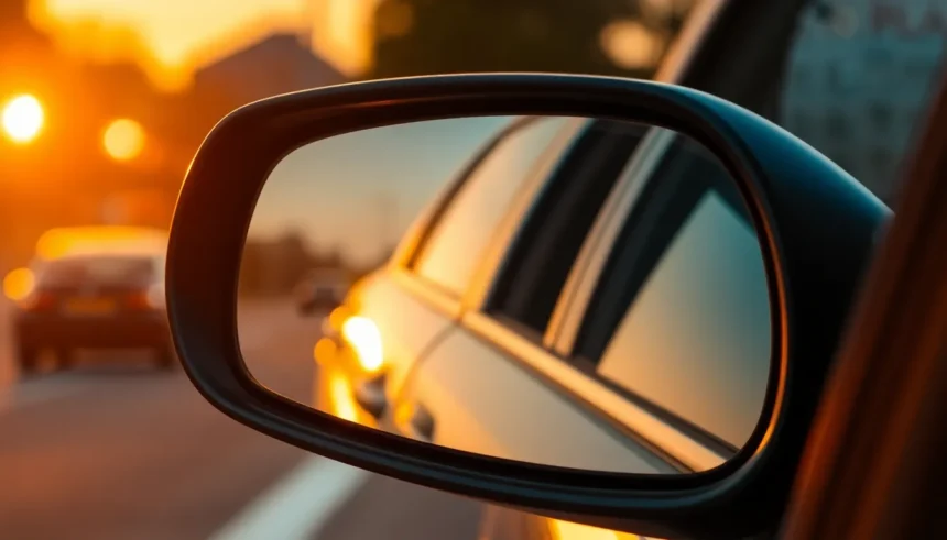 Εικόνα καθρέφτη αυτοκινήτου με γραμμή