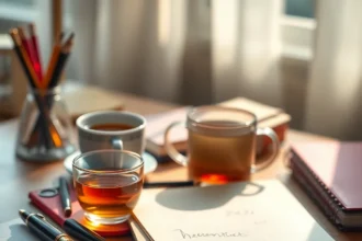 Εικόνα που απεικονίζει ένα γραφείο με χάρτινα σημειωματάρια και στυλό, συμβολίζοντας την ενίσχυση της μνήμης μέσω του χειρόγραφου γράμματος.