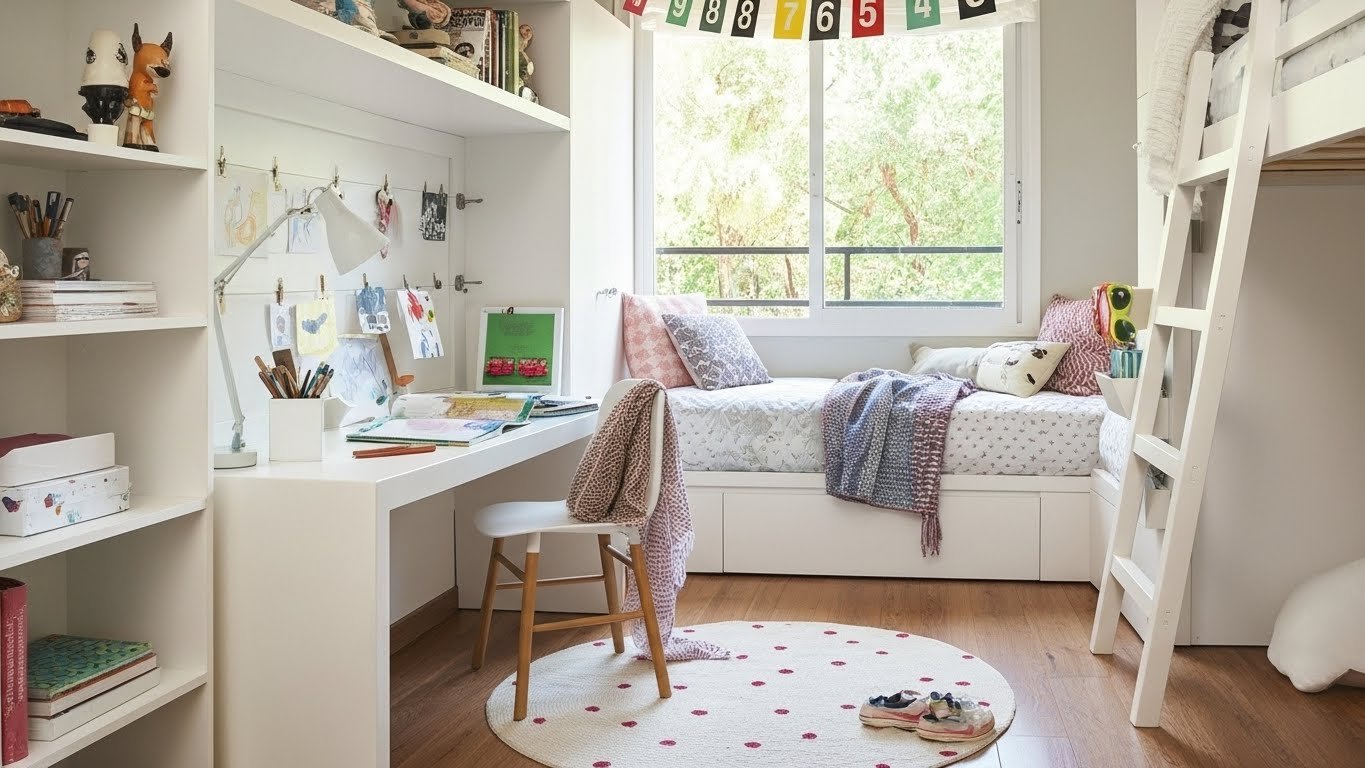 Whisk 45d064e748b2f33bc1a4579abf89a63fdr - Γραφείο παιδιού σε μικρό δωμάτιο: Πώς να χωρέσουν βιβλία, υπολογιστής και παιχνίδια