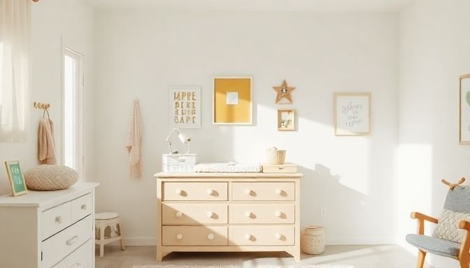 Άνετη γωνιά αλλαξιέρας σε βρεφικό υπνοδωμάτιο