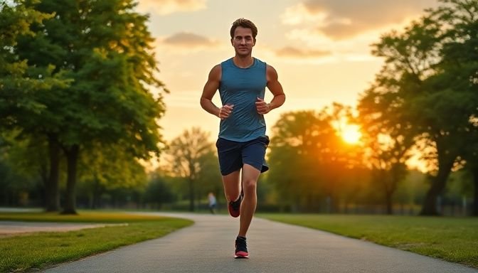 Άτομο που τρέχει σε πάρκο το πρωί