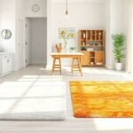 Καθαρά και φρέσκα χαλάκια σε μπάνιο, κουζίνα και χολ αναδεικνύουν τη διαφορά πριν και μετά τον καθαρισμό.