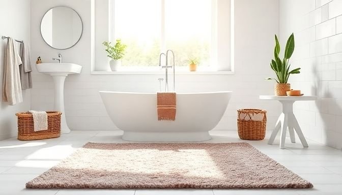 Φωτεινό μπάνιο με καθαρό χαλάκι