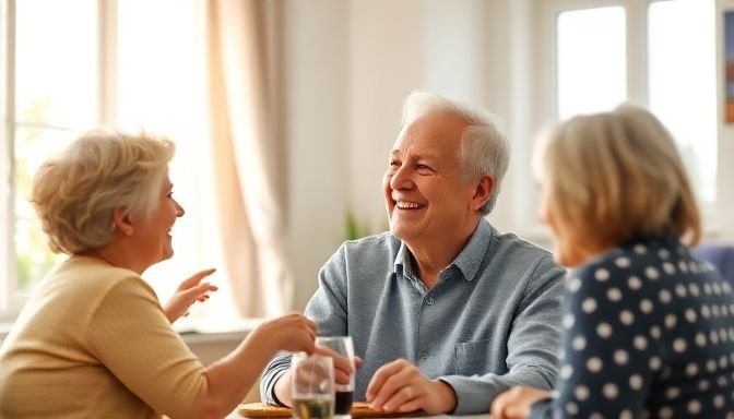 Ηλικιωμένος κοινωνικά ενεργός με την οικογένεια