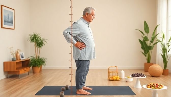 Ένας ηλικιωμένος άνθρωπος που διατηρεί το ύψος του μέσω άσκησης και καλής στάσης σώματος.