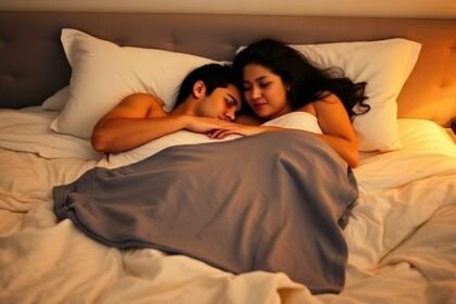 Ένα ζευγάρι κοιμάται ήρεμα σε ένα ζεστό υπνοδωμάτιο, με μία μπλούζα του συντρόφου πάνω στο μαξιλάρι, που συμβολίζει την ηρεμία που προσφέρει η γνωστή μυρωδιά.