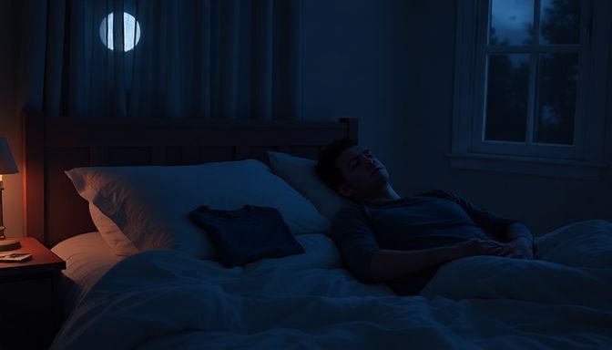 Ύπνος & σύντροφος: Πώς η οικεία μυρωδιά επηρεάζει τον εγκέφαλο και την ποιότητα της νύχτας σου 2 Ατμόσφαιρα νυχτερινής σκηνής ύπνου με οικεία μυρωδιά