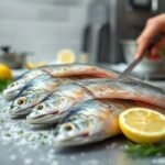 Φρέσκα ψάρια που ετοιμάζονται σε καθαρή κουζίνα με φρέσκα υλικά.