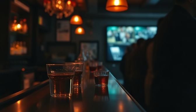 Αλκοόλ vs Κάνναβη: Ποιο επιβαρύνει περισσότερο την υγεία σου; 2 Ατμοσφαιρική εικόνα από μπαρ με ποτά