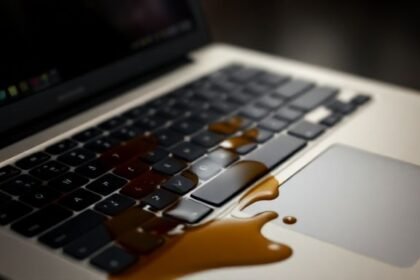 Καφές που έχει χυθεί πάνω σε ένα laptop
