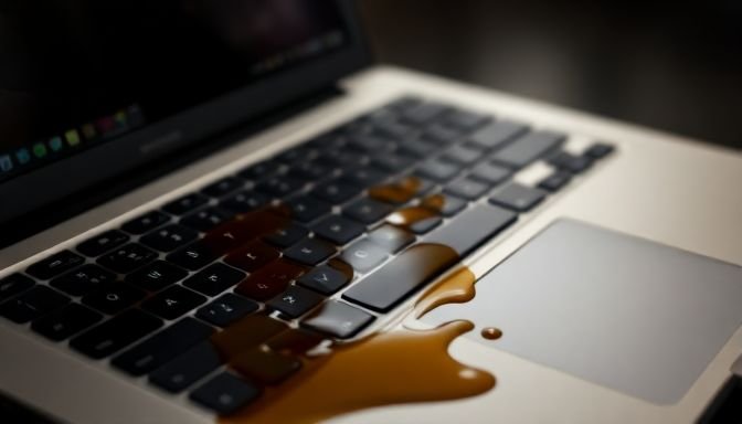 Καφές που έχει χυθεί πάνω σε ένα laptop