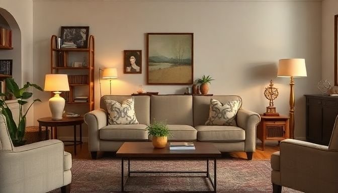 Καθιστικό με κομψό καναπέ