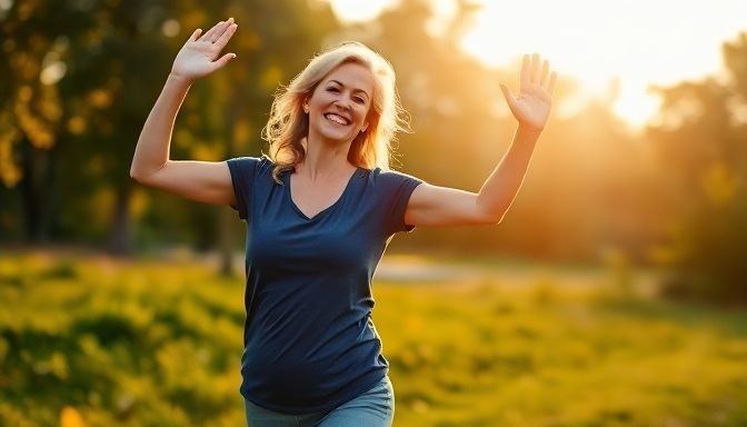 Γυναίκα που ασκείται ευχάριστα σε εξωτερικό χώρο