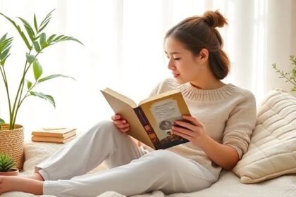 Άτομο που διαβάζει ένα βιβλίο σε ήρεμο περιβάλλον, φέρνοντας την ηρεμία και τη συγκέντρωση.