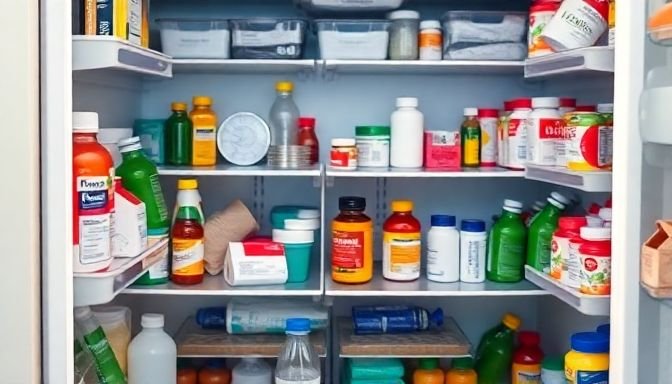 Ακατάστατο ψυγείο με αντιβιοτικά και άλλα κοινά είδη διατροφής, που συμβολίζει την κατάχρηση αντιβιοτικών στην Ελλάδα και τις συνέπειες της ανθεκτικότητας των μικροβίων.