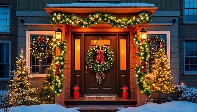 Ο εξωτερικός στολισμός ενός σπιτιού για τα Χριστούγεννα με εντυπωσιακά φωτάκια και γιρλάντες.