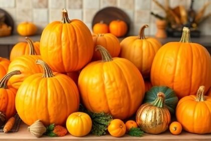 Φρέσκιες κολοκύθες σε κουζίνα, γεμάτες χρώμα και υγιεινές ιδιότητες.